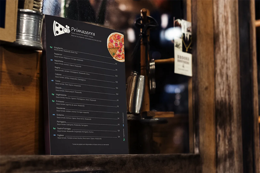 Primazerra - Flyer carte des pizzas - EGA Digital